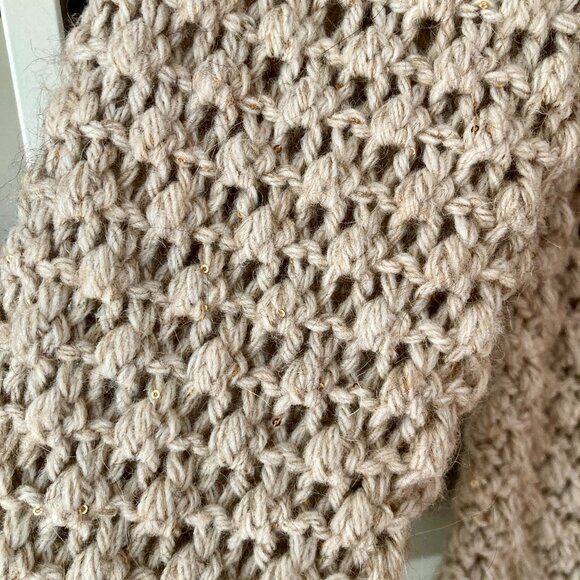 Elsamanda for Anthropologie Cream Open Knit Sequin Sweater Wool/Alpaca L - Picture 7 of 7